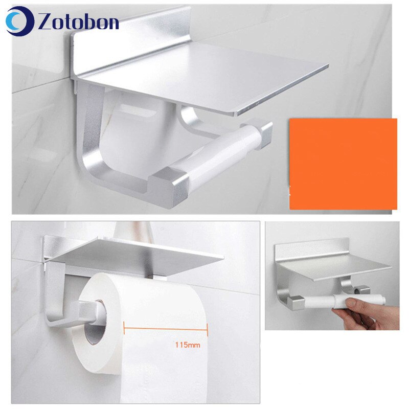 Zotobon toilet toilet håndklæde papirholder telefonholder vægmontering papirholder med hylde håndklædestativ tissuekasser sort f5