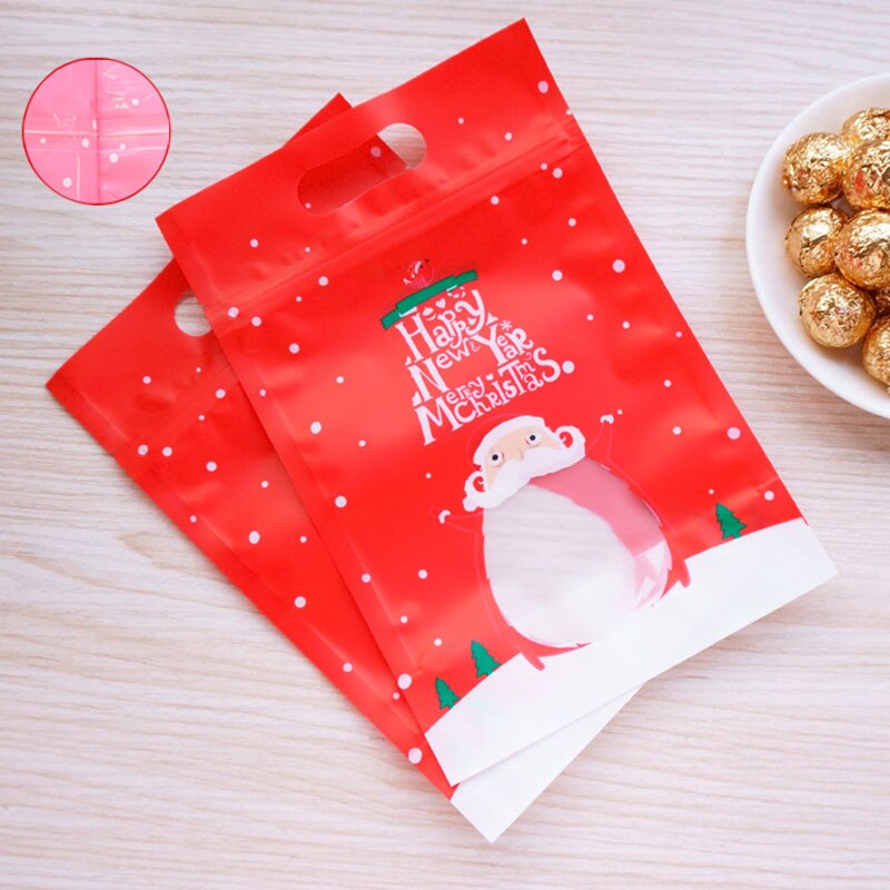 10/20 stücke Weihnachten Verpackung Tasche Für Apfel Süßigkeiten Cookie Keks Reißverschluss selbst Abdichtung Plastiktüte Stand hoch Postleitzahl-sperren poly Tasche