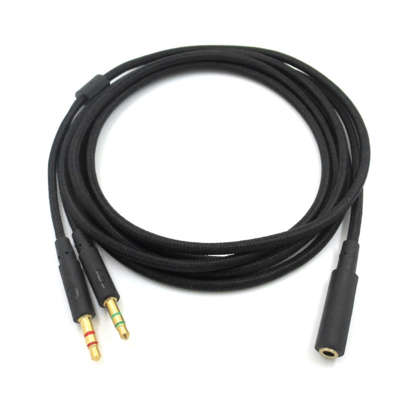 3.5mm Universal 2 in 1 Gaming Headphone Extend Cable for HYPERX Cloud II/for Alpha/Cloud Flight Headphone For Comp