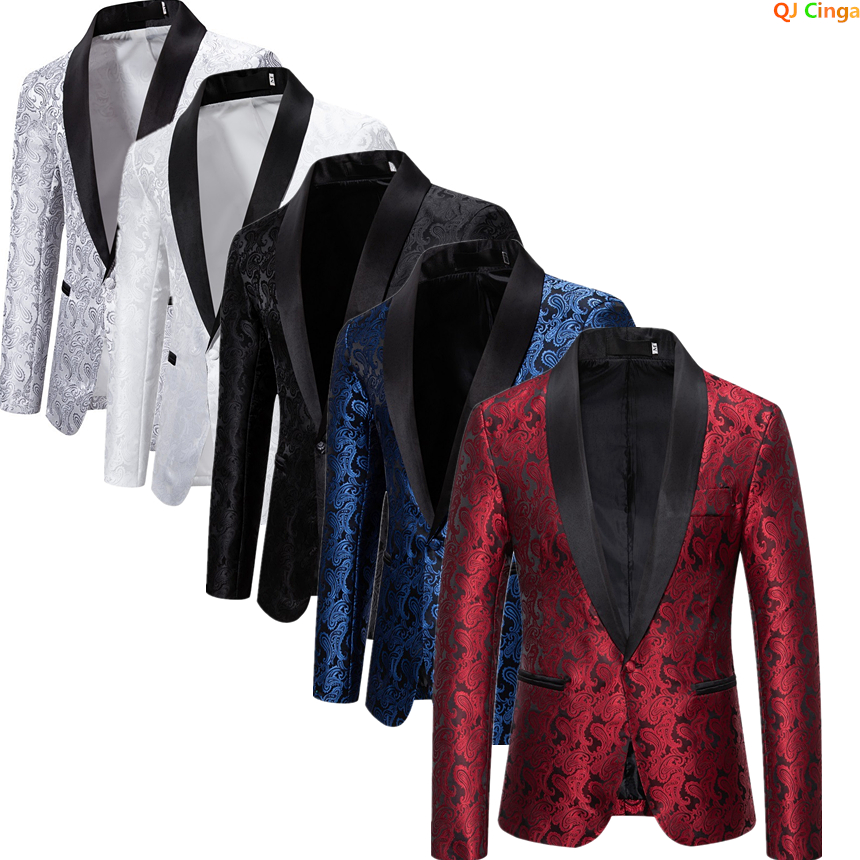 Blazer rojo con flores de anacardo para hombre, chaqueta de vestido de de boda, chaquetas de marcas blancas, azules y negras, S M L XL XXL