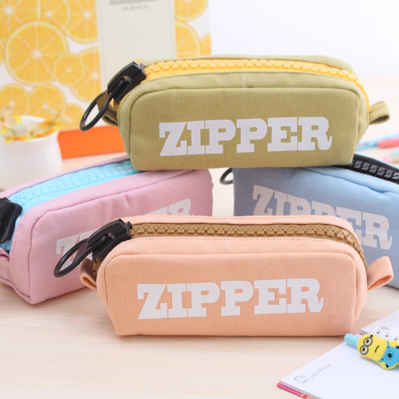 1 Pcs Kawaii Etui Colorfull Canvas Grote Rits Estuches School Potlood Doos Pencilcase Potlood Tas Schoolbenodigdheden Briefpapier