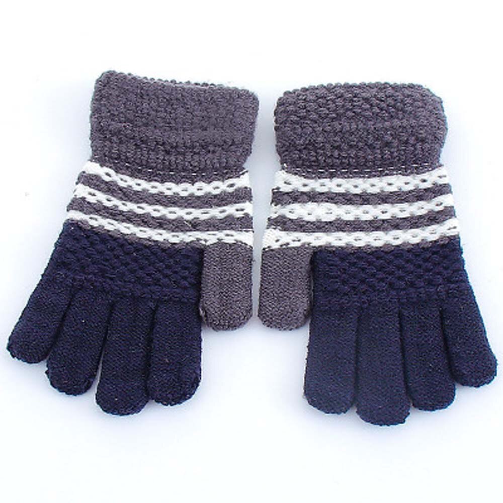 Nuovo Bambino di Modo Capretti Del Bambino di Inverno Caldo di Spessore Guanti A Maglia Guanti di Colore Della Caramella Caldo Più Velluto Ispessimento Studente Guanti: black-grey