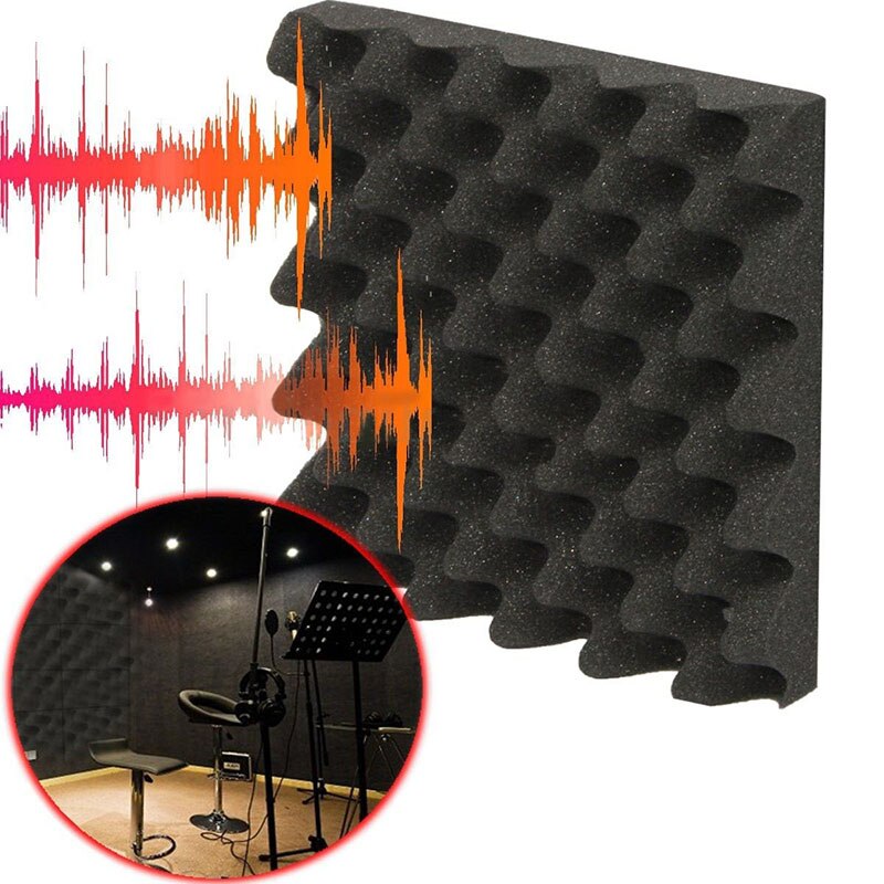25x25x5cm Sound Absorbing Foam Sponge Sound Noise Insulation Bar KTV Wall Black Wavy Soundproof Foams Pro Audio Equipment