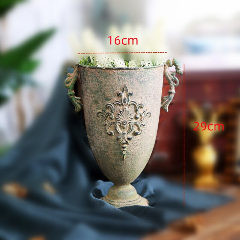 Vintage gamle jernvaser blomsterværelse hjem nordisk indretning gylden sølv europæiske blomster pottebæger klassisk dekoration salon casa: Stil 20