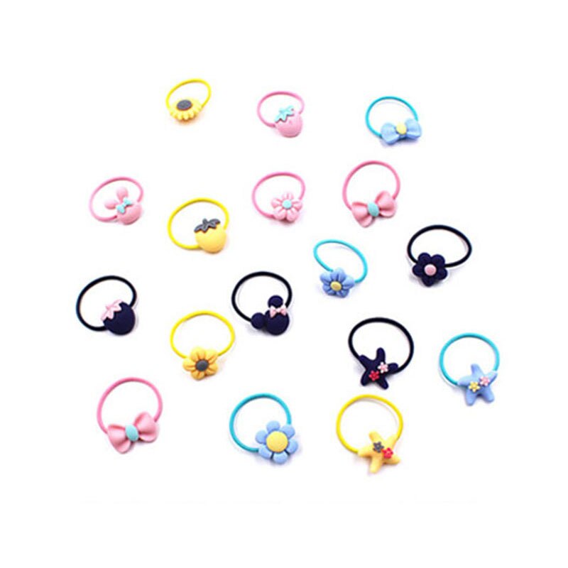 Tiara de cabelo com laço para meninas, 40 peças de flor arco com caixa de estanho, elástico para crianças dos desenhos animados, acessórios para cabelo