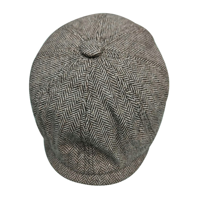 Novedad de , gorro plano, gorro de algodón con de espiguilla para niño, boina Unisex, sombreros grises: Marrón