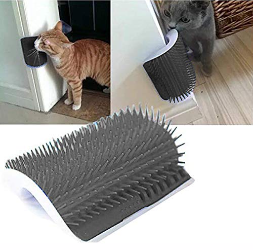 Cepillo de aseo para gatos, despegable, automasajeador, desgranador, peine para depilación para gatos pequeños, cepillo de Catnip instalable, producto para mascotas: gray