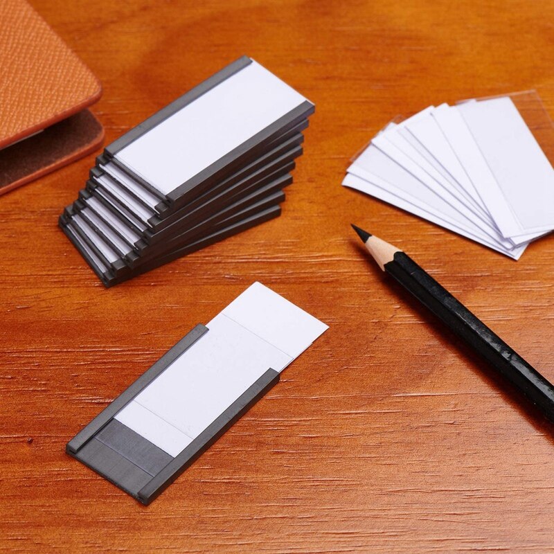 50Pcs Magnetische Label Houders Met Magnetische Data Card Houders Met Clear Plastic Protectors Voor Metalen Plank (1X2 Inch)