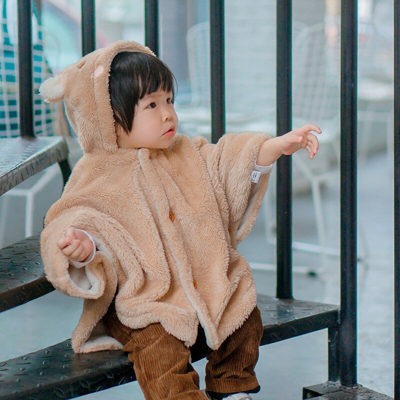 Ropa infantil de lana de cordero para bebé, capa gruesa para bebé, niño y niña chal para, chaqueta de bebé de animales de dibujos animados, abrigo para recién nacido de otoño e invierno