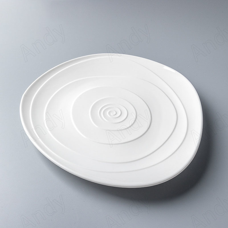Modern Ceramic Plate Irregular Thread Decorative Western Restaurant Dessert Plates Home Breakfast Desktop Bread Pan