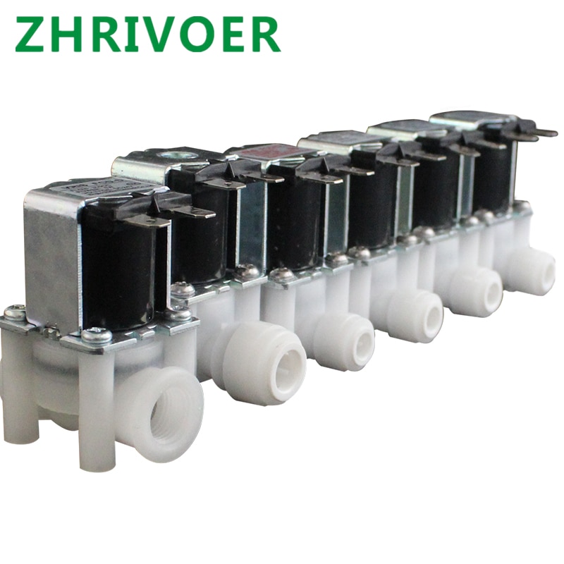Électrovanne électrique en plastique pour système d'osmose inverse en eau RO, à contact étroit avec filetage femelle 1/4 pouces 12V 24V 220V