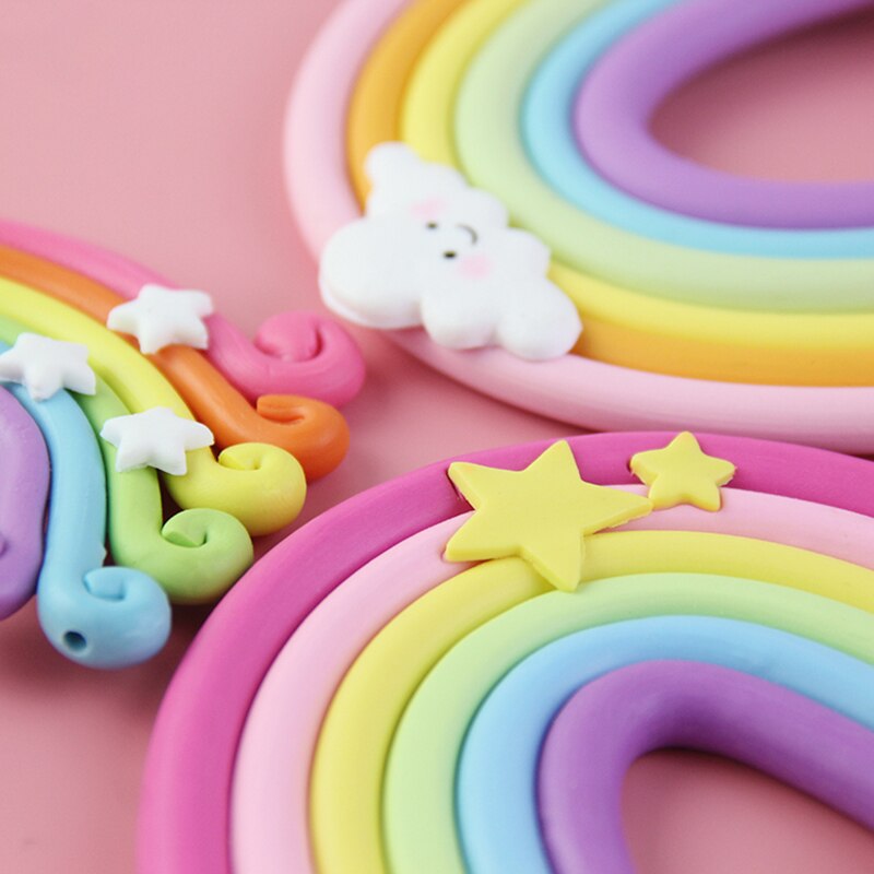 Rainbow Birthday Cake Topper Party Supplies with Rainbow Clouds Balloons Happy Birthday Cake Decorations for Rainbow Theme Party