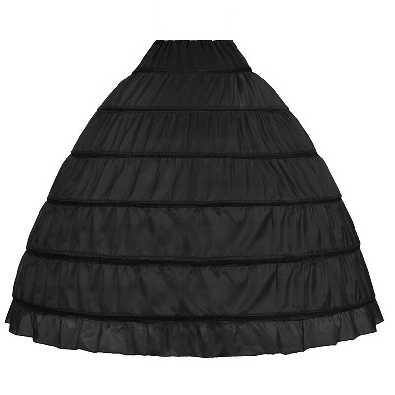 Lace Edge 6 Hoop Petticoat Underskirt For Ball Gown Wedding Dress 110cm Diameter Underwear Crinoline Wedding Accessories: black