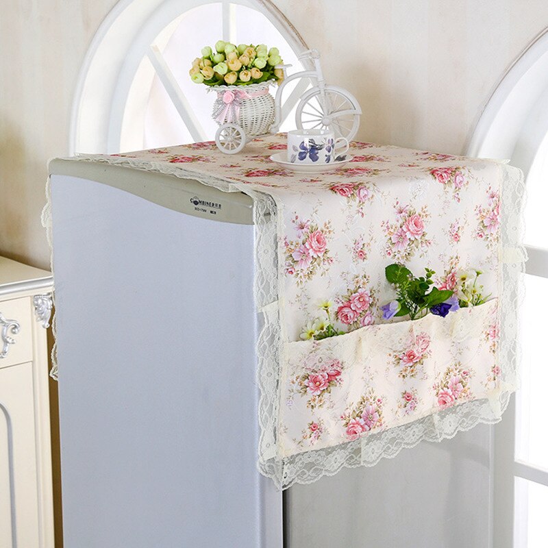 1 kpl 50*120cm brodeerattu jääkaapin kansi kukkatyylinen pölytiivis kansi jääkaapin kodin sisustukseen kodinkoneiden kansi: Sanduofenhua