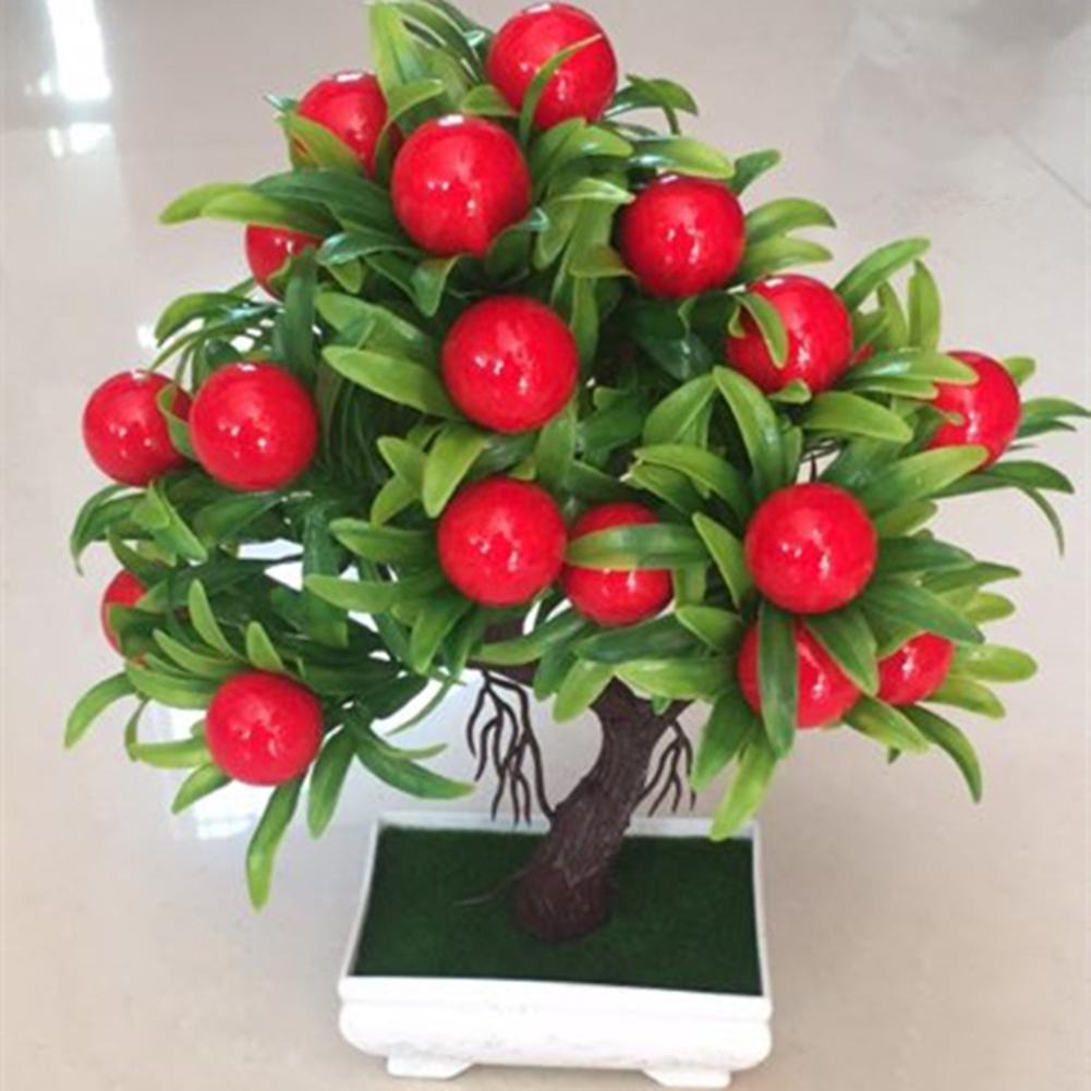 Nicht-Fading Künstliche Bonsai Mini Obst Baum Blumentopf Wohnzimmer Garten Schreibtisch Büro Dekor (Topf Enthalten)