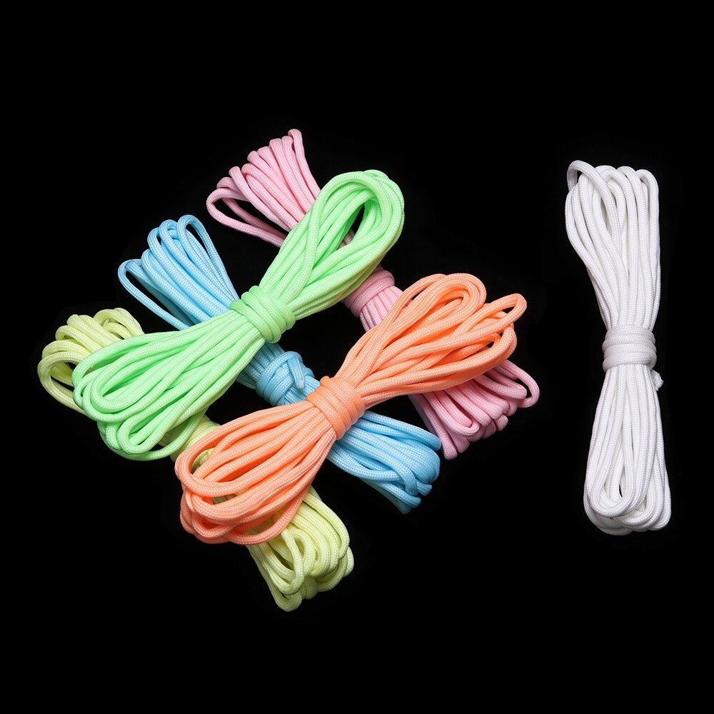 Cuerda de Paracord luminosa para supervivencia, cordón de 7 hebras, 550LB, equipo de acampada al aire libre, 6 colores, 3/5/10 metros