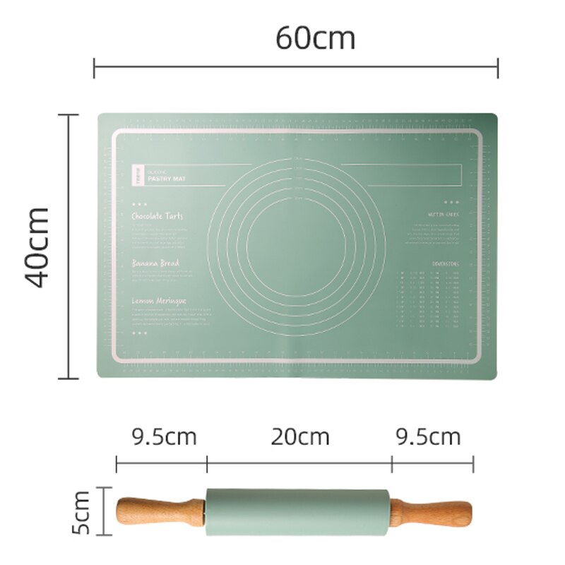 Grand tapis de pétrissage en Silicone de 60CM, tapis de cuisson antiadhésif, pour rouler la pâte épaisse avec planche à pâtisserie à Double échelle pour la cuisine: Set b