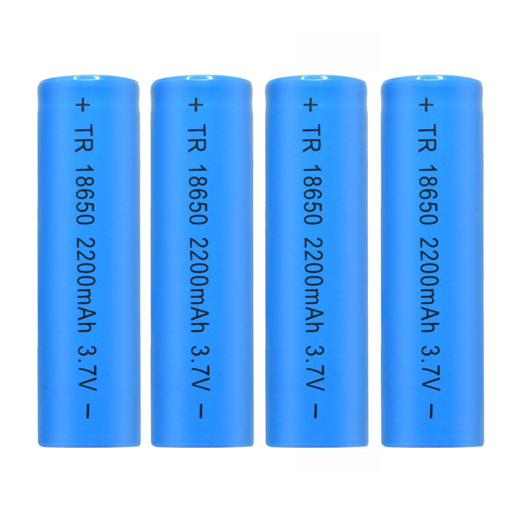 100% Original 4pcs 18650 3.7v 2200mah 18650 Rechargeable Lithium Battery For Flashlight Batteries