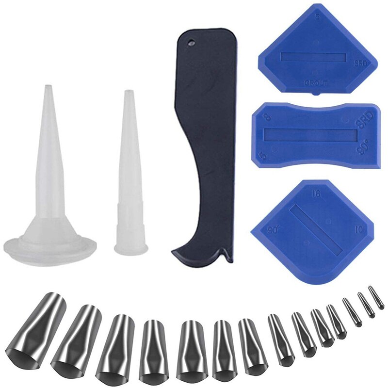20 Pieces Caulking Finishing Tool, 14 Size Stainless Steel Sealant Finishing Tool, Caulk Nozzle Applicator: Default Title