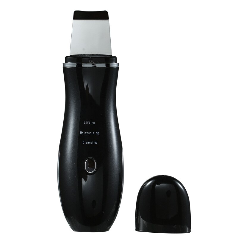 Ultraschall Ionen Gesichts Reiniger Reinigung Spachtel Peeling Vibration Mitesser Entfernung Peeling Gesicht Haut Wäscher Wiederaufladbare: Schwarz