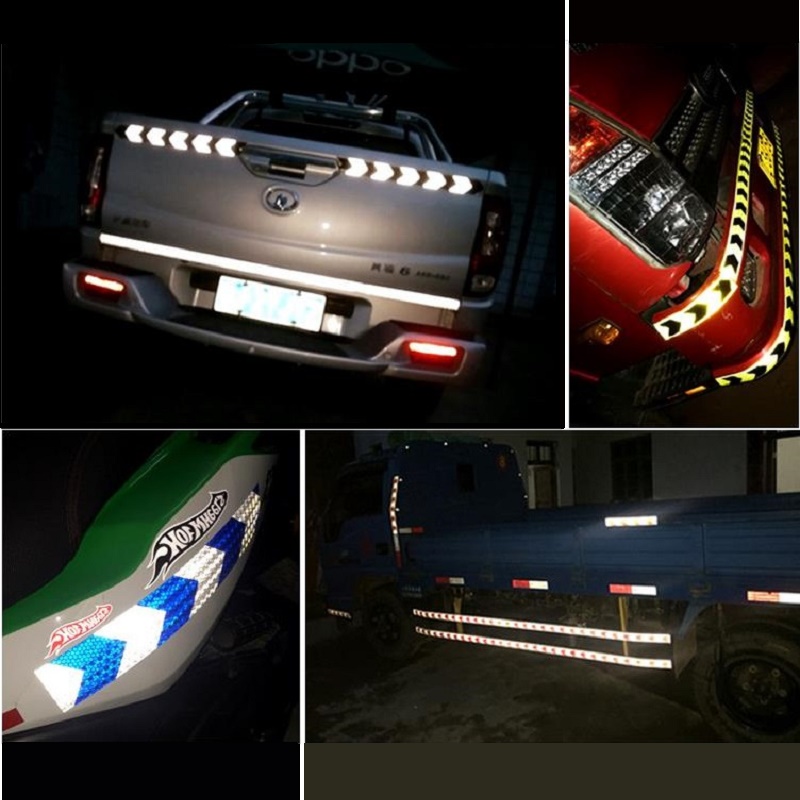 5cm x 3m selbst klebender weißer roter Pfeil reflektieren der Klebeband-warnen aufkleber für LKW-PKW