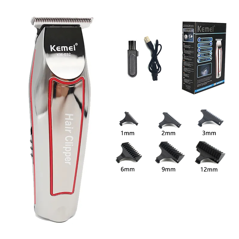 Kemei KM-032 Macchina per tagliare i capelli professionale toelettatura rifinitore per uomo Finitura Taglio di capelli senza fili clipper Rasoio elettrico Barba: marrone