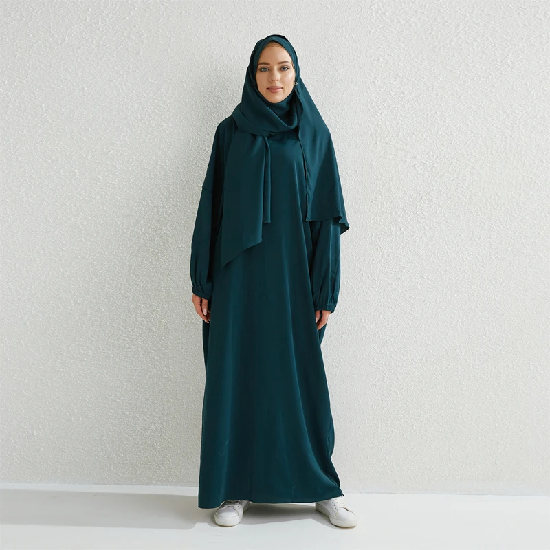 Moslim Abaya Gebed Ramadan Jurk Eendelig Smoking Mouw Smoking Mouw Vrouwen Jilbab Dubai Saudi Zwart Gewaad