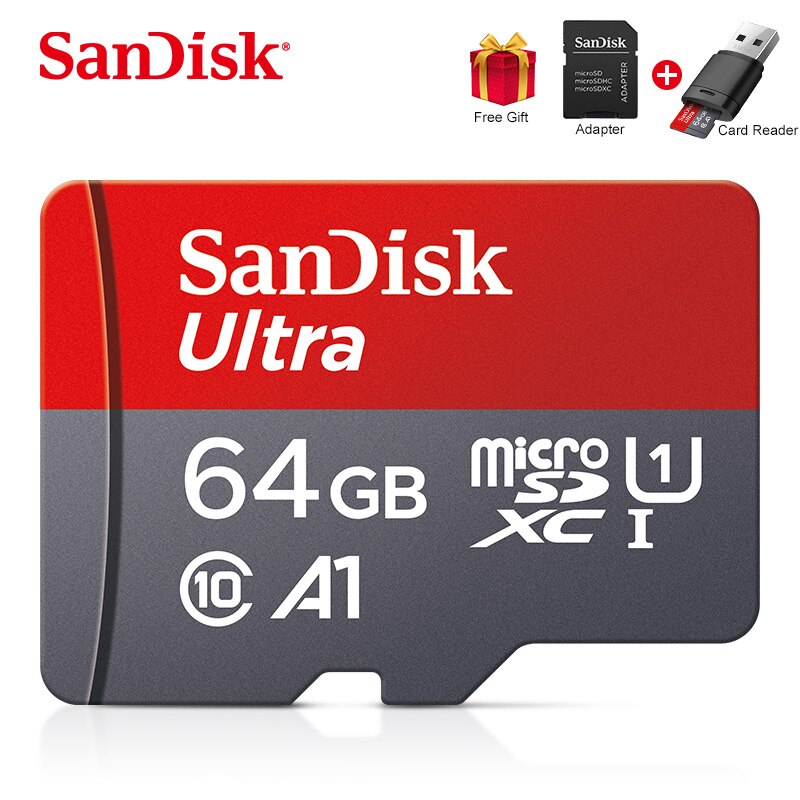 SanDisk tarjeta Micro SD tarjeta de memoria de 16GB 32GB 64GB MicroSD de 128gb máx. 80 M/s Uitra C10 TF tarjeta Clase 10, 16gb, 32GB cartao de memoria: 64G USB card reader