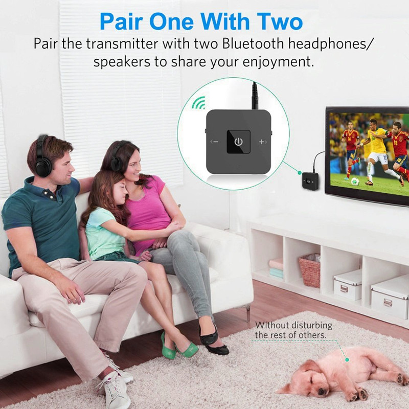 Latest Bluetooth V5.0 Transmitter Receiver 2-in-1 3.5mm Wireless Audio Adapter for TV Headphones Speaker Home Car Stereo System
