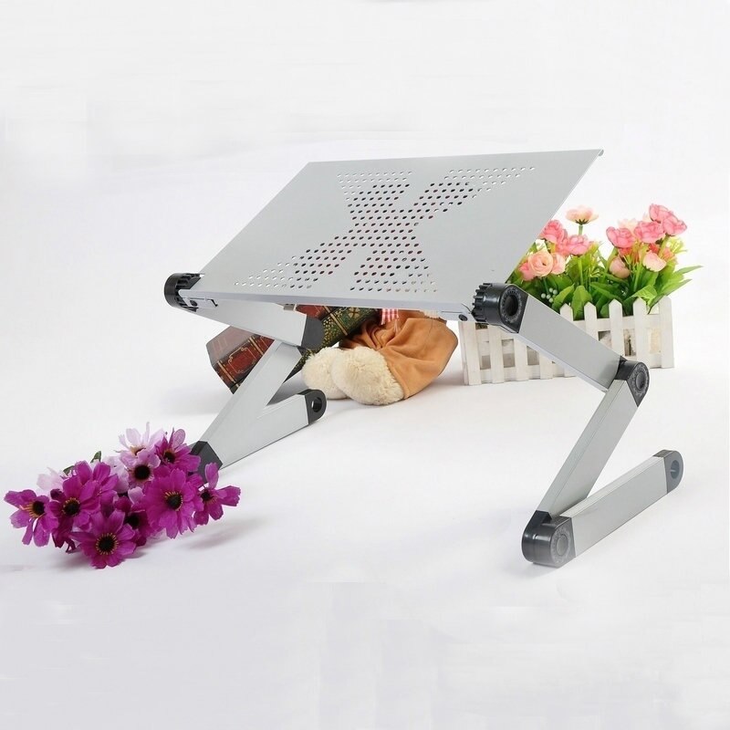Mesa de alumínio ajustável portátil ergonômico portátil lapdesk bandeja suporte de mesa notebook suporte de mesa com mouse pad
