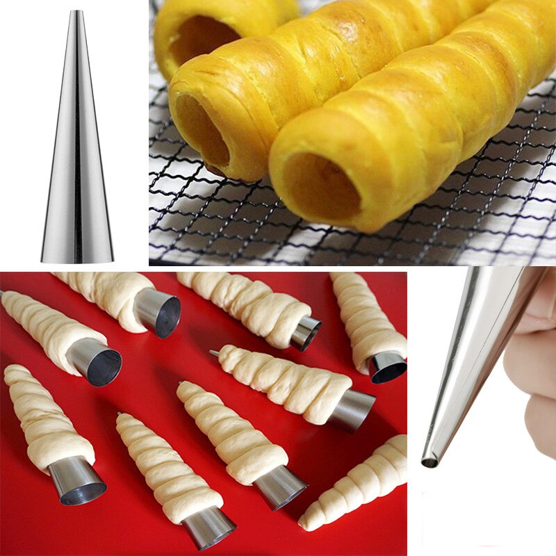 Bakken Levert 5 Pcs Diy Bakken Kegels Roestvrij Stalen Spiraal Gebakken Croissants Buizen Hoorn Pastry Roll Cakevorm Bakvormen