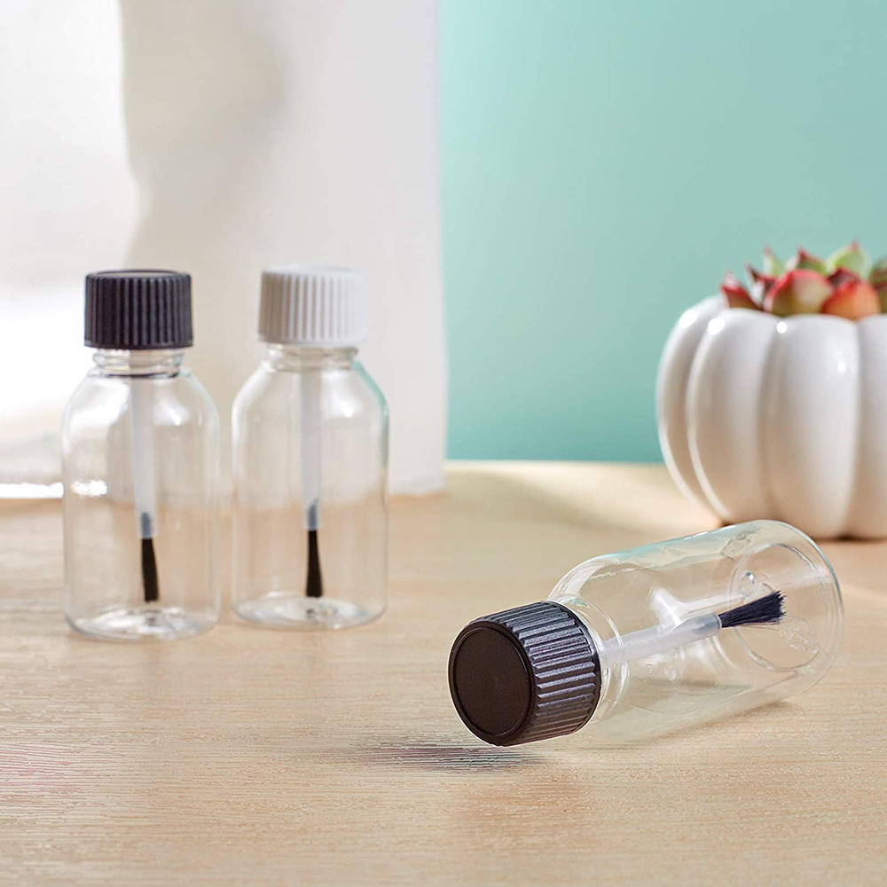 Plastic Nail Polish Bottles Touch Up Refillable Jars Leakproof Storage Liquid Paints Pots With Brush Cap DIY Crafts Containers