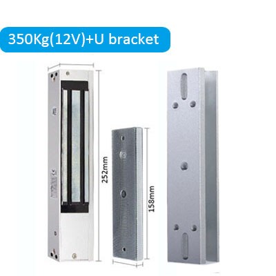 Cerradura magnética eléctrica para puerta de Control de acceso, cerrojo electromagnético de 280KG, 500 libras, 350KG, 800 libras, CC de 12V/24V: 350Kg-12V-U bracket