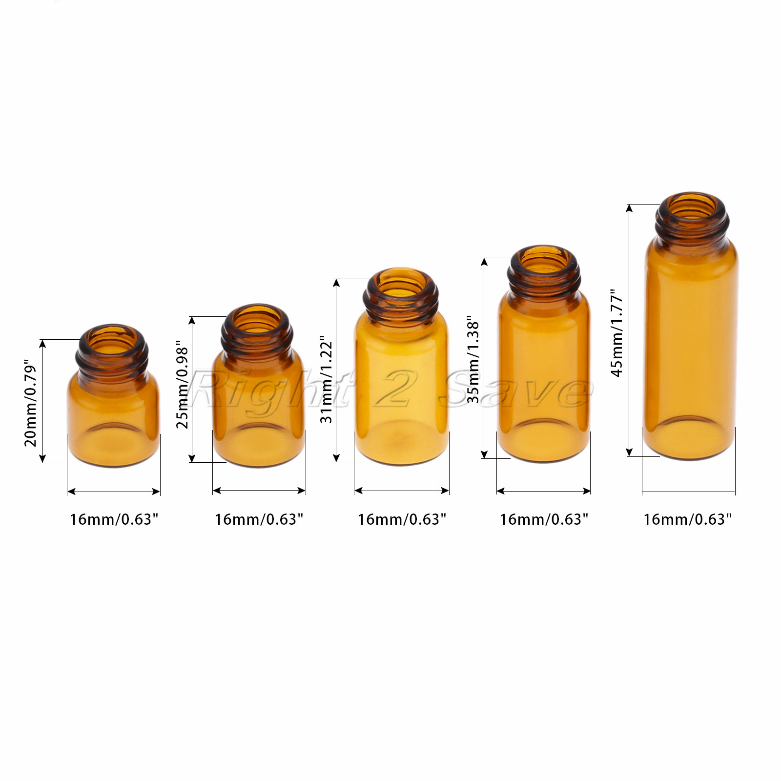 10pcs Essential Oil Glass bottles 1ml 2ml 3ml 4ml 5ml vegetable oil Essence Storing Aromatherapy black Cap Perfume Amber Vial