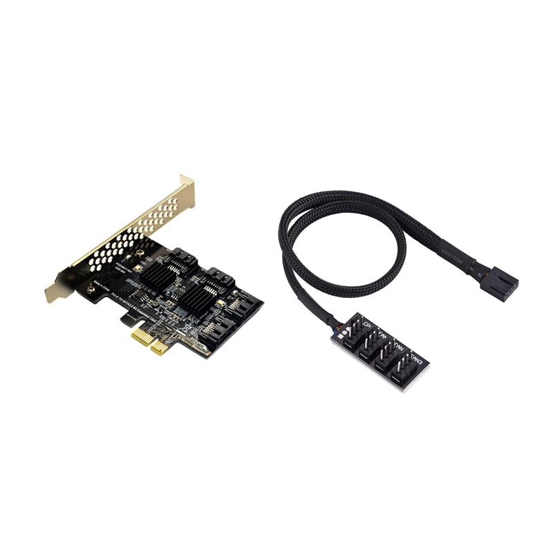Pcie Pci Express a 6G Sata3.0 tarjeta controladora de expansión Sata Iii de 4 puertos y Concentrador de ventilador PWM, Cable conector multiplexor