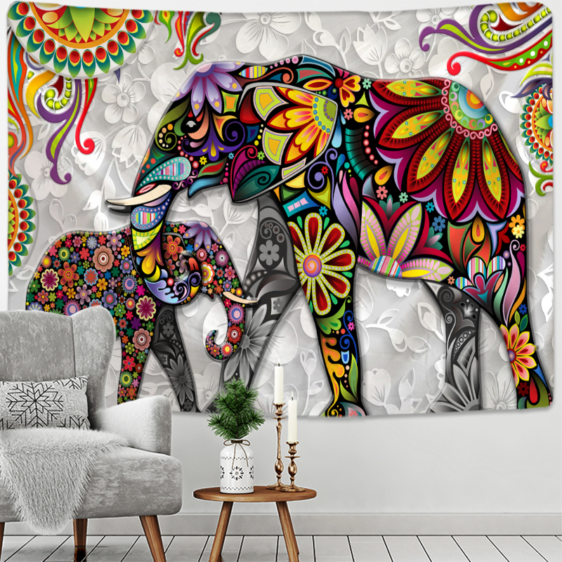 Boho Decoration Home Decor Mural Elephant Tapestry Wall Hanging Bohemian Hippie Bedroom Background India Aesthetic Room Decor