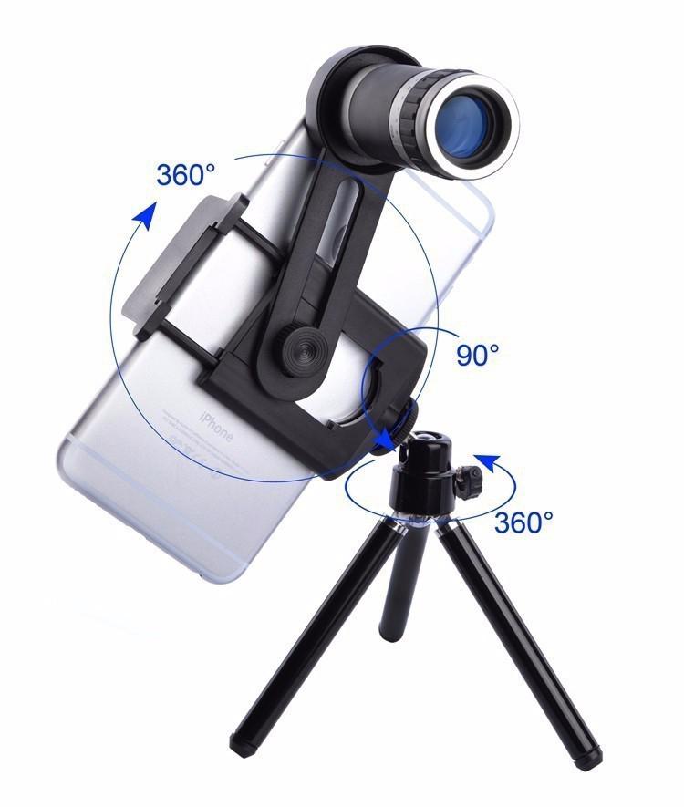 Universal sæt telefon kamera 8x objektiv zoom telefoto linser teleskop med klip mobil stativ telefon holder til mobiltelefon  r20