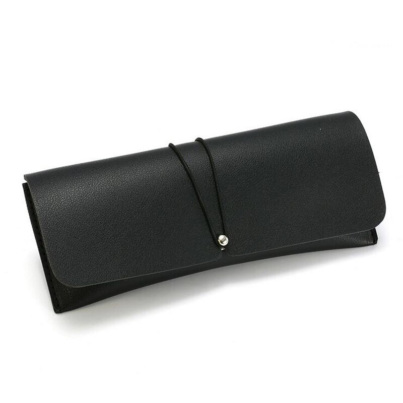 Pu skinn brille etui deksel solbriller briller holder boksen briller solid oppbevaring bærbar briller veske: Svart