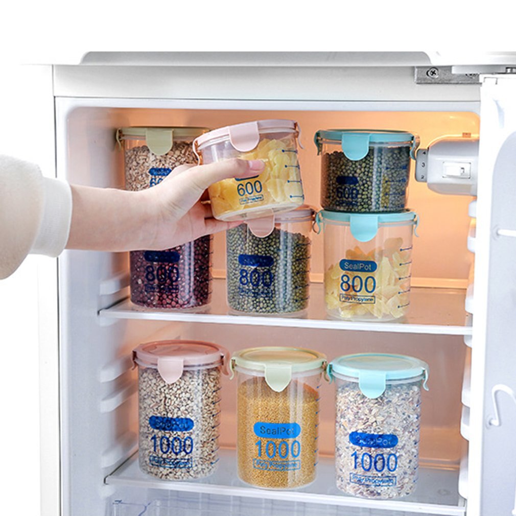 Jarras de plástico para almacenamiento botella para almacenamiento de alimentos segura no tóxica hermética 600ML
