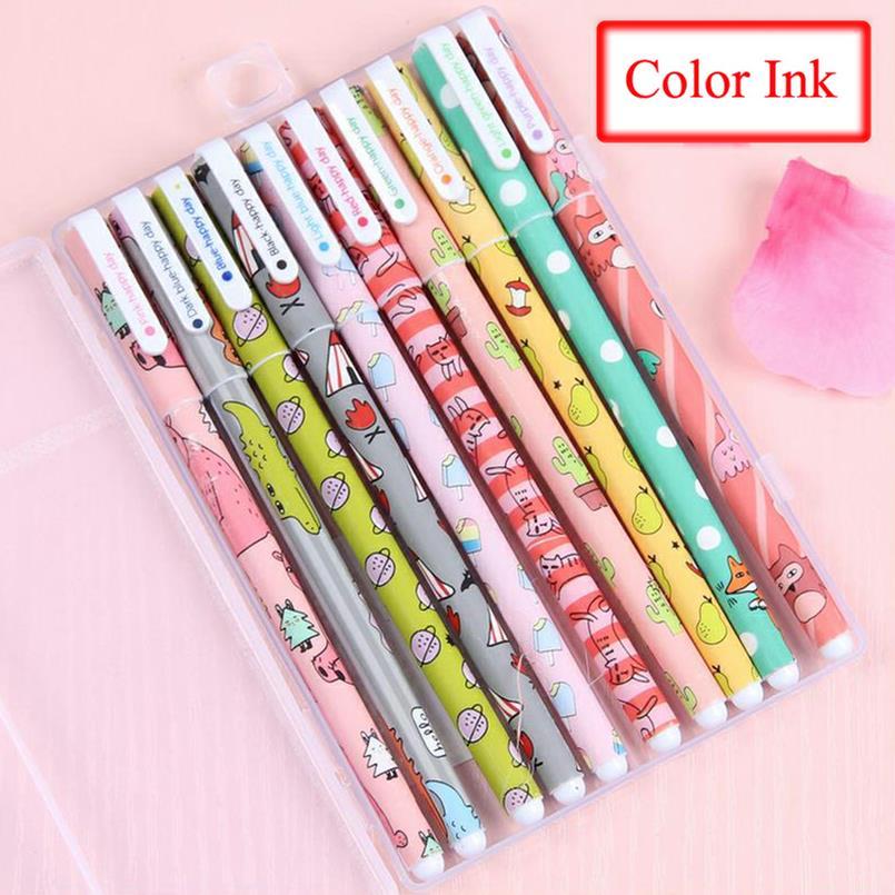 10 unids 6 unids kawaii flor colorida Cancillería gel pluma material escolar oficina papelería papelaria canetas coloridas color de la pluma 04083: 7
