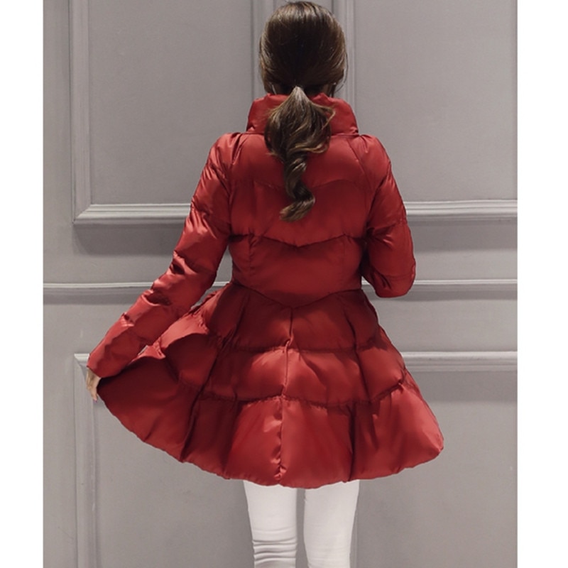 UHYTGF – jupe en duvet pour femme, manteau , Parka, taille avec nœud, Style, 979
