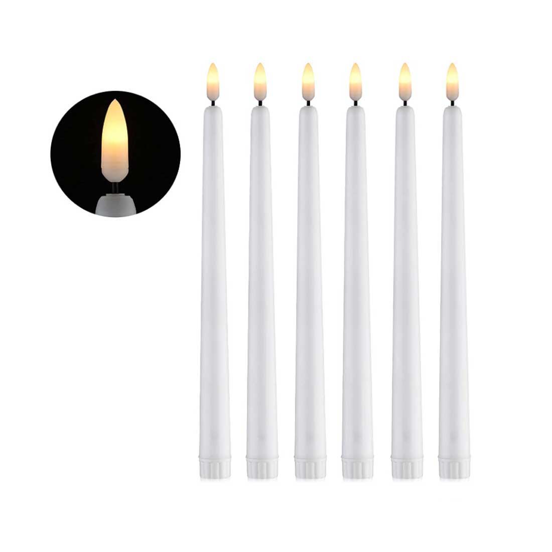 Pack von 6 Schwarz/Weiß LED Geburtstag Kerzen, gelb/warm Weiß Kunststoff Flammenlose Flackern Batterie Betrieben LED Halloween Kerzen: Gelb hell Typ B