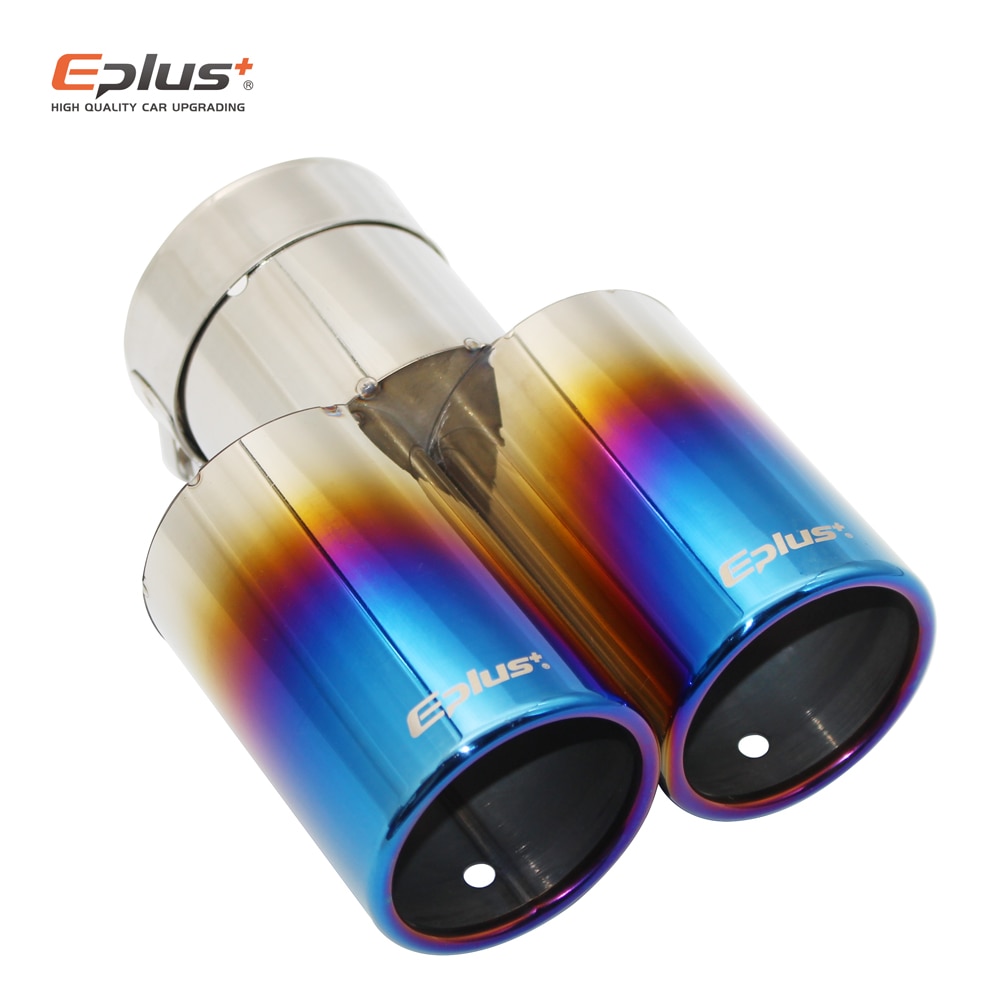 Eplus-silencieux d'échappement universel droit en acier inoxydable, silencieux d'échappement, multi-tailles, double sortie