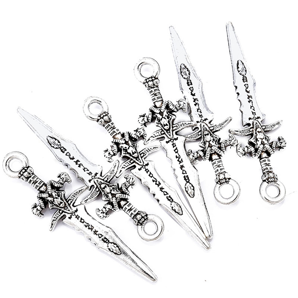 20 pçs liga da arte do prego charme 3d liga de metal grande espada faca armas jóias do prego diy chinês kung fu armaaria acessórios do prego