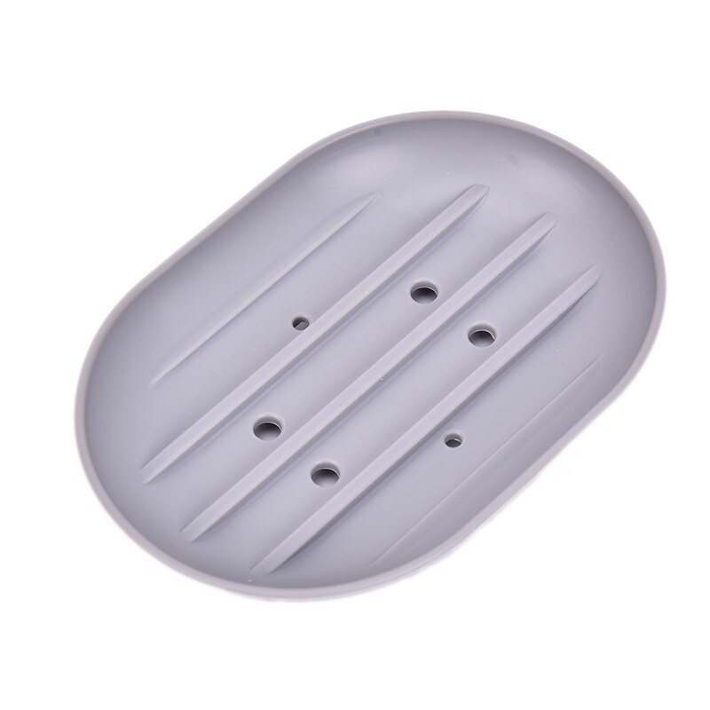 1pc Silicone Flexible Soap Dish Plate Bathroom Soap Holder Travel Holder Dish Candy Color Bathroom Soap Dish: gray