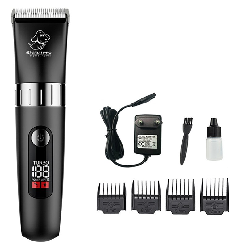 Baorun-cortadora de pelo para perros, máquina de afeitar eléctrica, resistente al agua, con pantalla LED, para animales, 110-240V: T5
