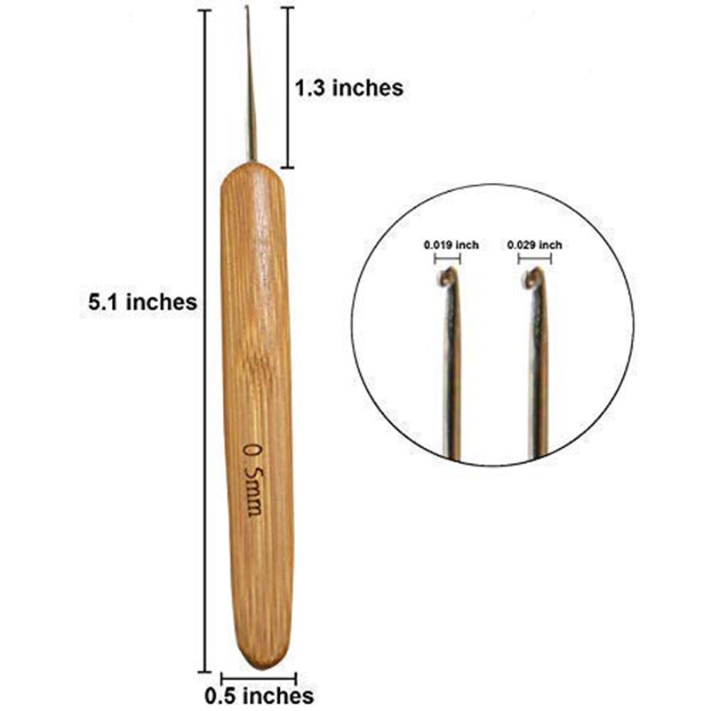 Dreadlocks hæklenål til hår, locs hæklenål stål hæklenål lås til flethåndværk , 2 stk  (0.5mm+0.75mm)