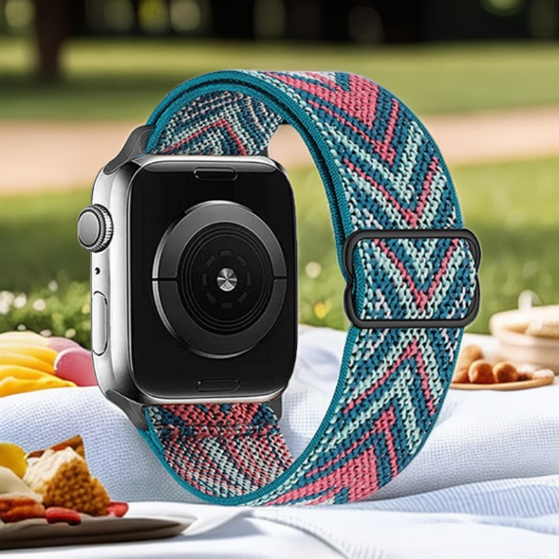 Nylon elastische band voor Apple Watch Band 45 mm 49 mm 44 mm 42 mm 41 mm 40 mm 38 mm Sportarmband Iwatch Ultra Series 8 7 6 5: S / Blue White