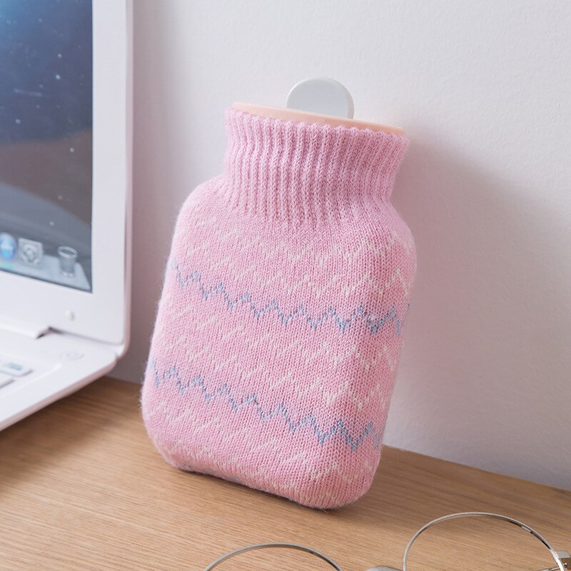 Explosion-Proof Silicone Water Bottle Portable Microwave Heating Cute Warm Handbag Knitted Cover: B