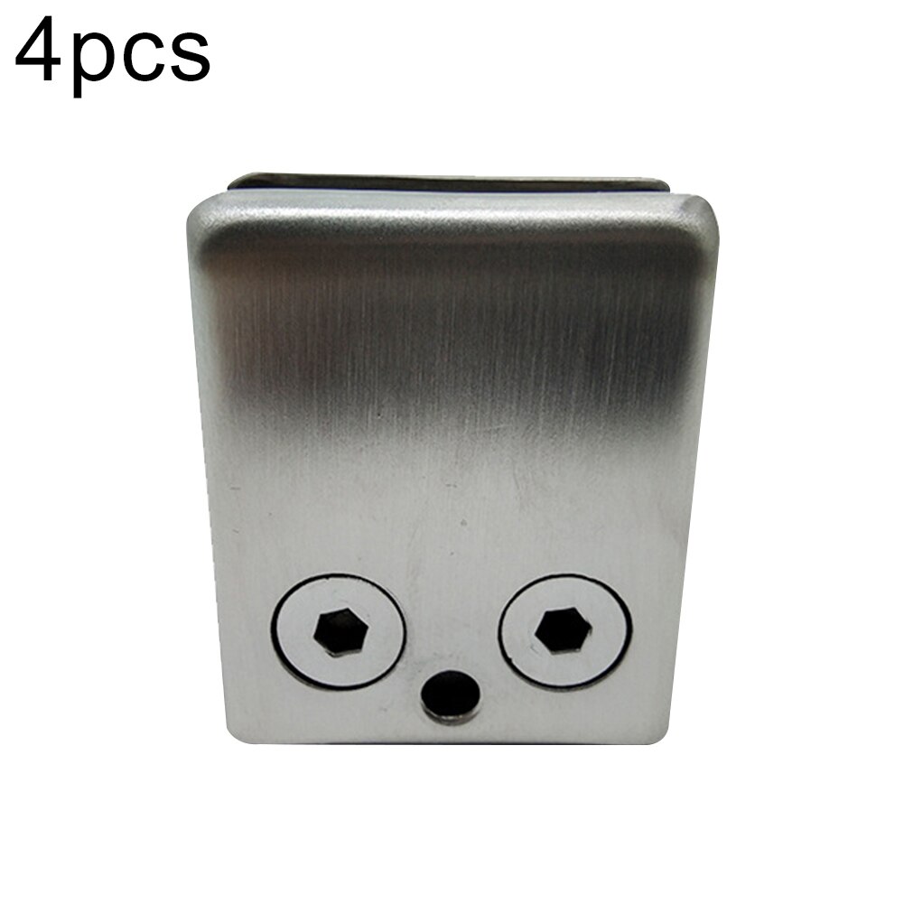 4Pcs Square Stainless Steel Clamps Bracket Holder for Glass Shelf Handrails
